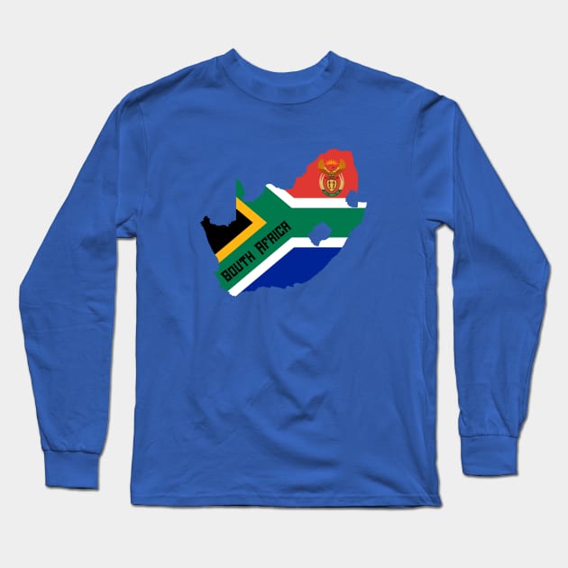 South Africa flag & map Long Sleeve T-Shirt by Travellers